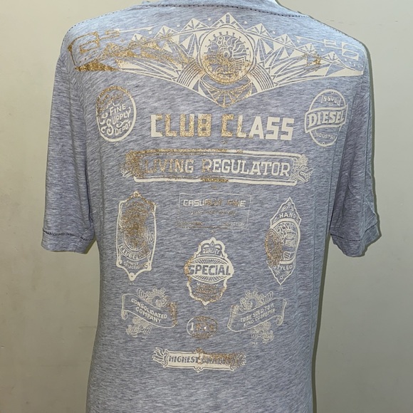 Diesel glitter embroidery V neck shortsleeved t-shirt loose fit cotton unisex - Picture 2 of 6